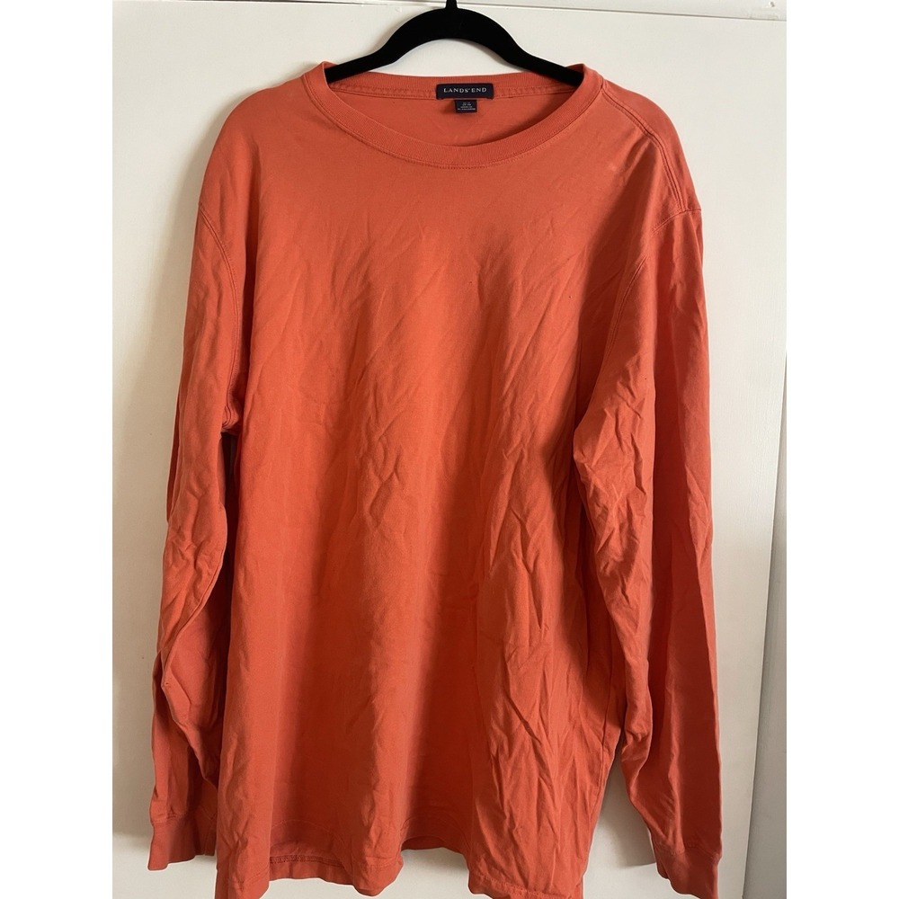 Lands' End Men's Orange Long-Sleeve Crewneck‎ Top Size XL
